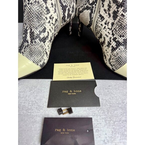 RAG & BONE Ankle Boot Black &‎ White Snakeskin Stiletto Size 39 EU/ 9 US New - Picture 6 of 10